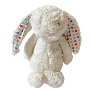 Jellycat Bashful Bunny Cream Polka Dot Ears Plush Stuffed Animal Toy 12 inch